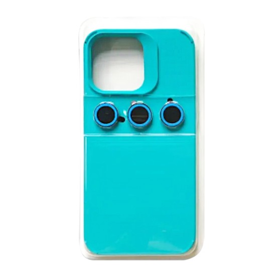 Silicone Case with Separate Camera Glass Set for Apple iPhone 15 Pro Max Green